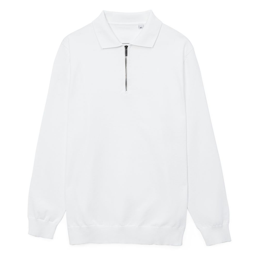 Рубашка поло мужская с длинным рукавом Terrazzo, белая, размер 2XL/3XL